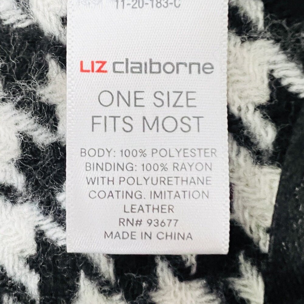 LIZ CLAIBORNE Black & White Houndstooth Open Belted Cardigan Wrap ~ One Size - Picture 8 of 8